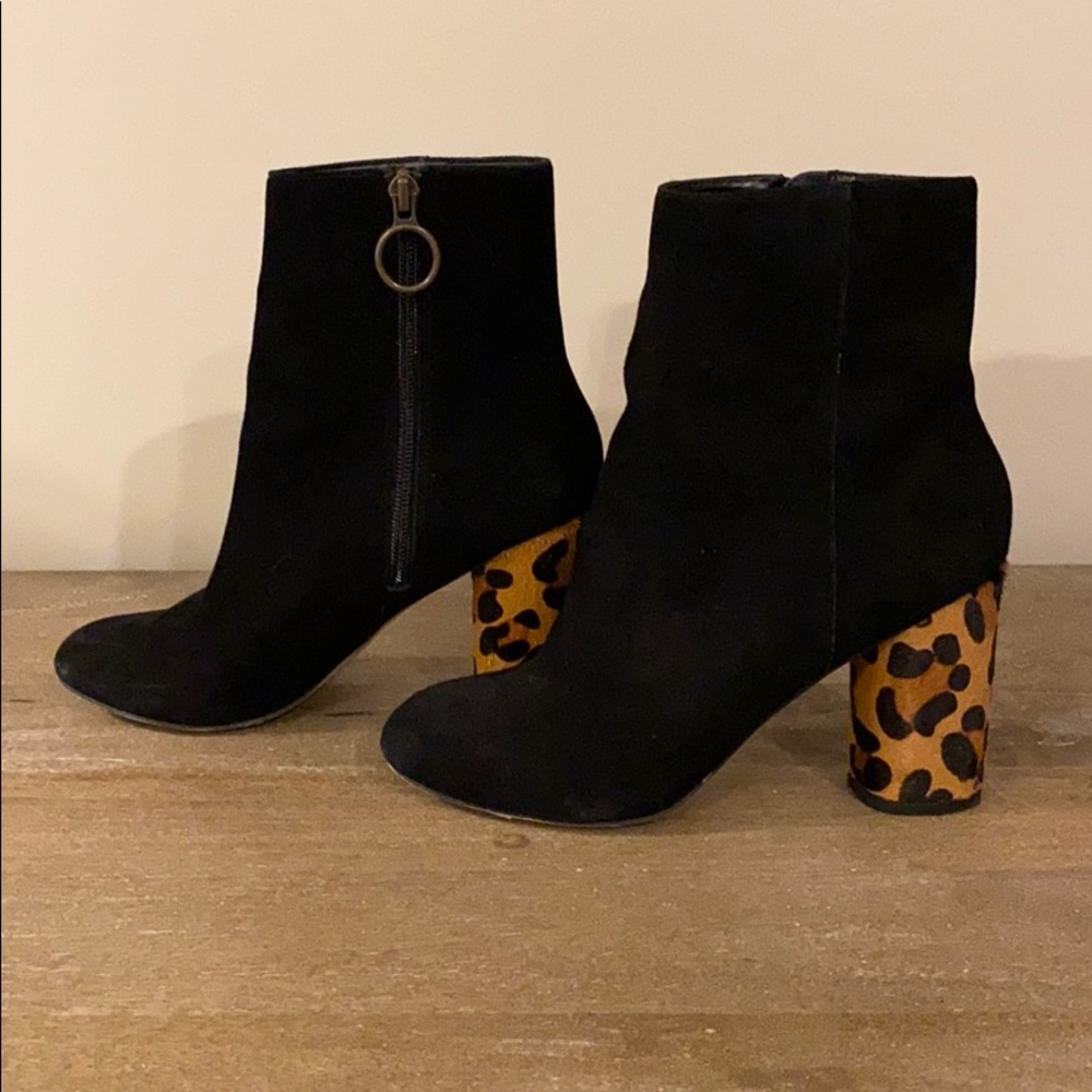 Sole Society Black with Leopard Bootie Mulholland